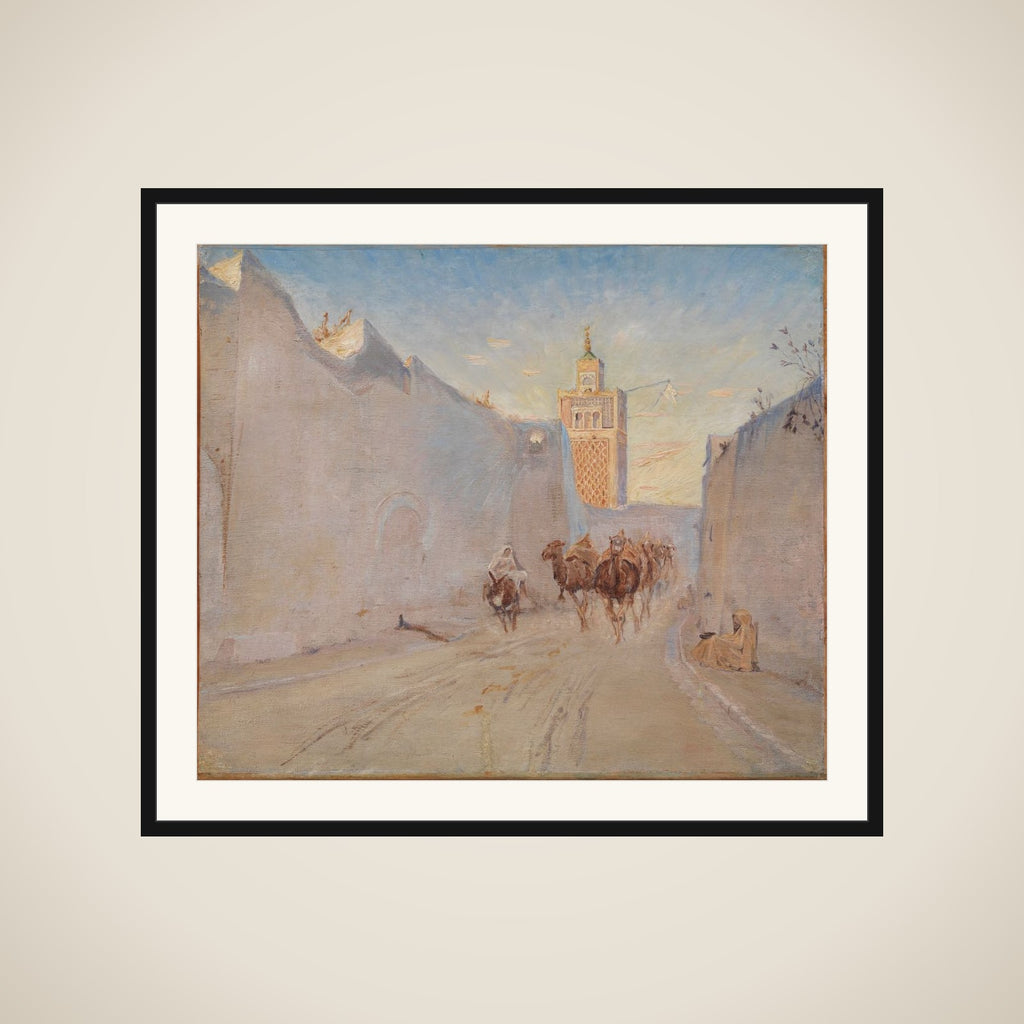 Gade med kameler i Tunis framed