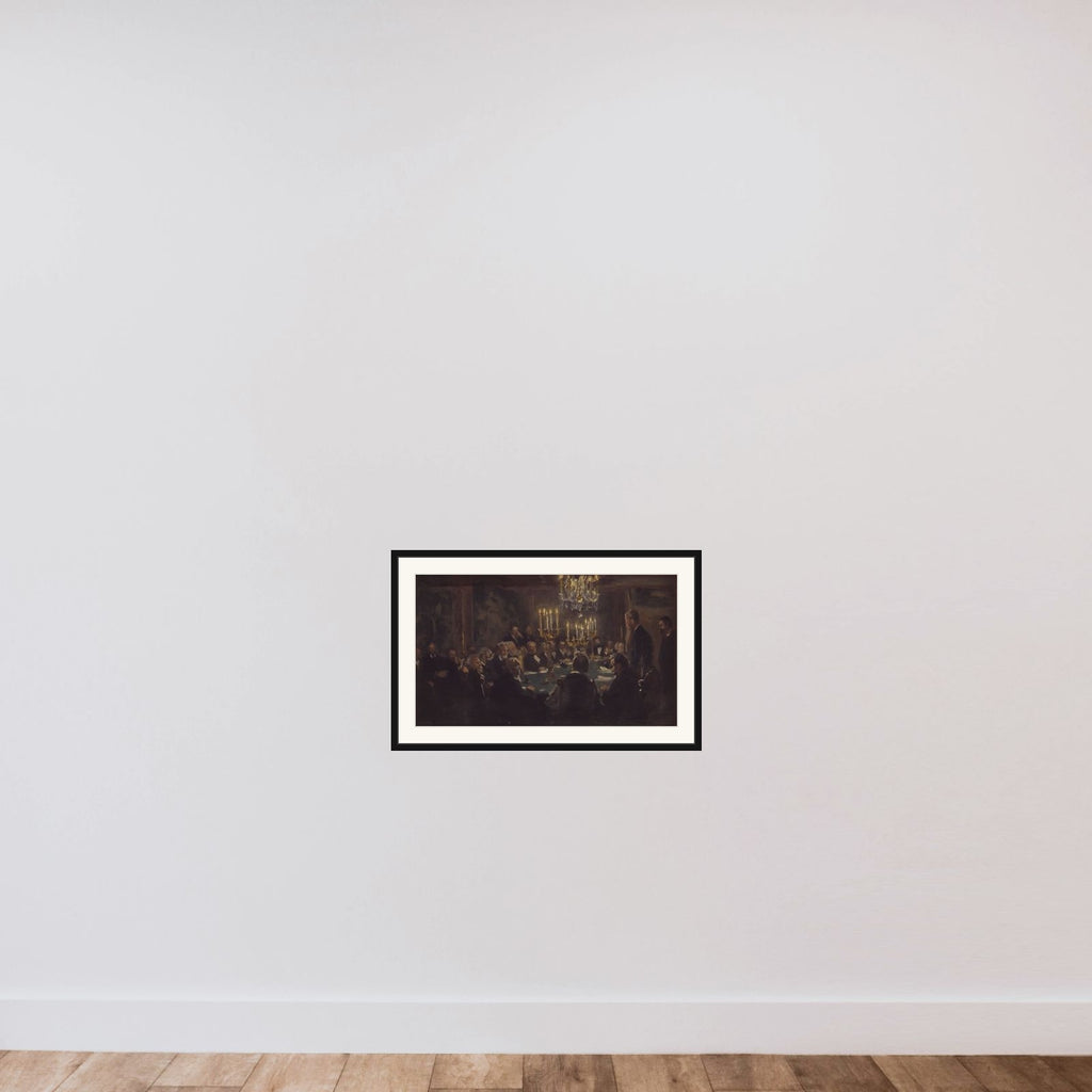 Kompositionsskitse til "Et Møde i Videnskabernes Selskab" i Videnskabernes Selskab framed — shown to scale