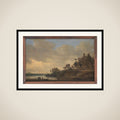 Flodlandskab med værtshuset "Svanen" framed
