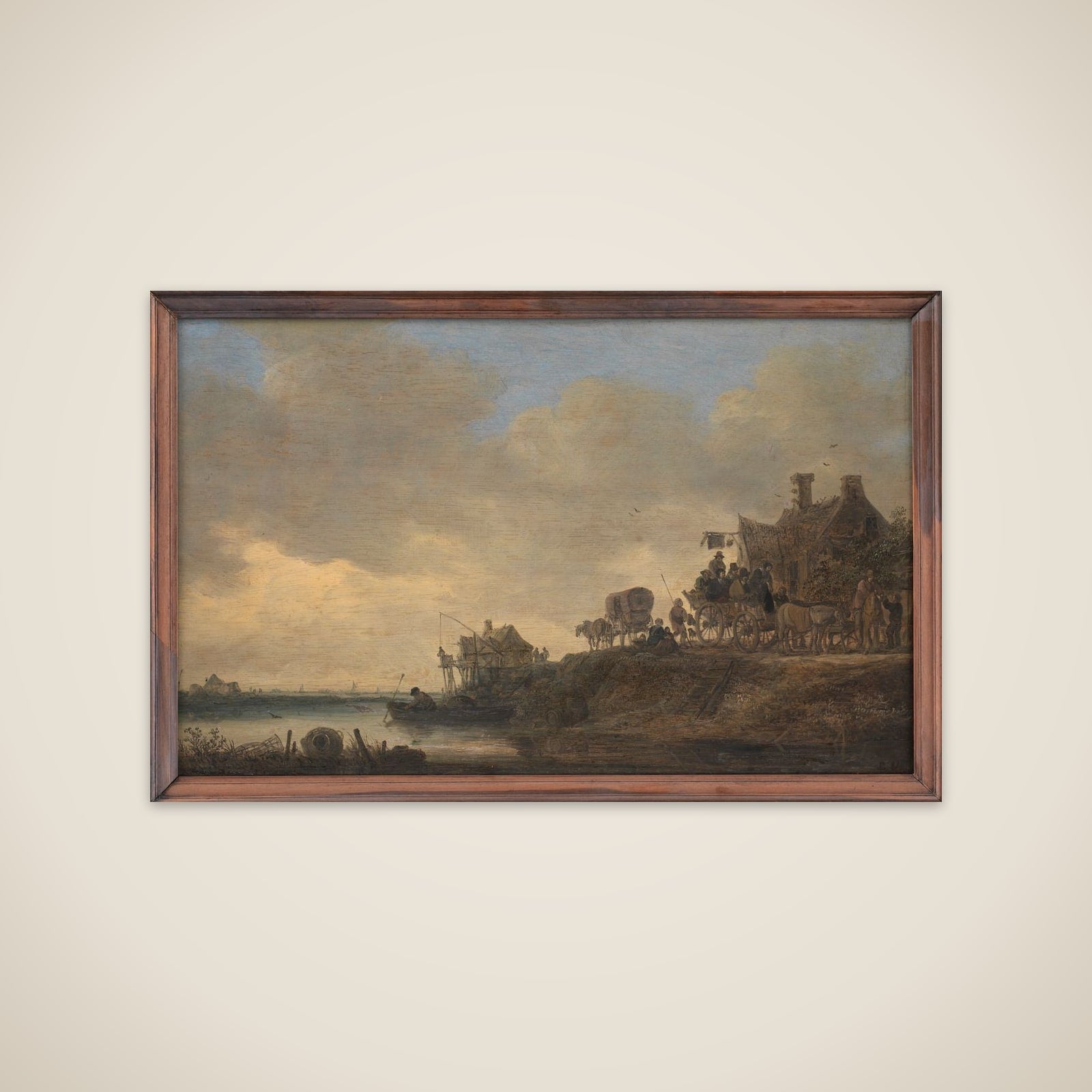 Flodlandskab med værtshuset "Svanen" unframed print