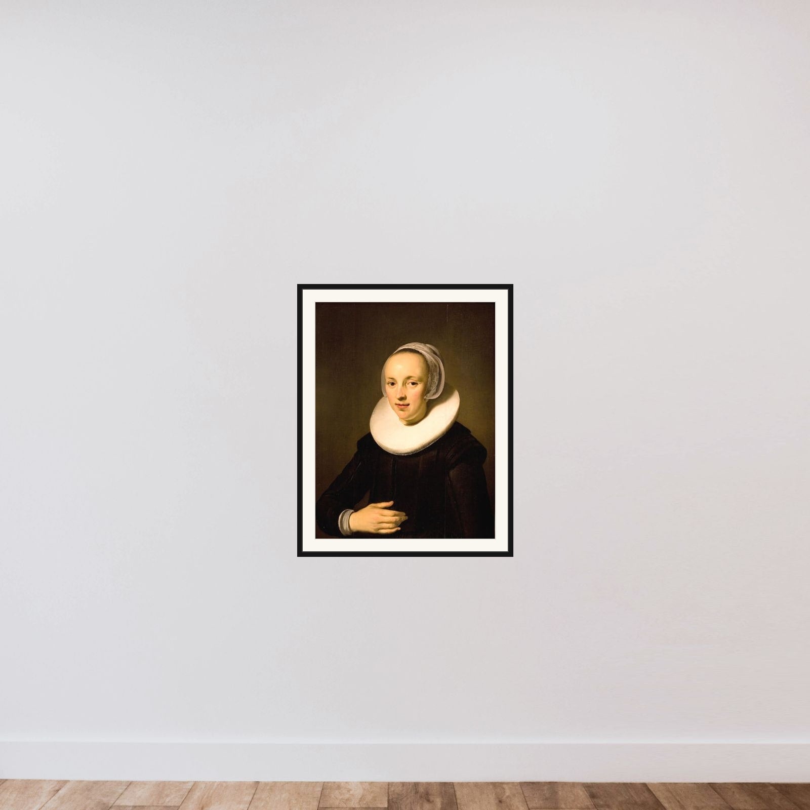 Dameportræt framed — shown to scale