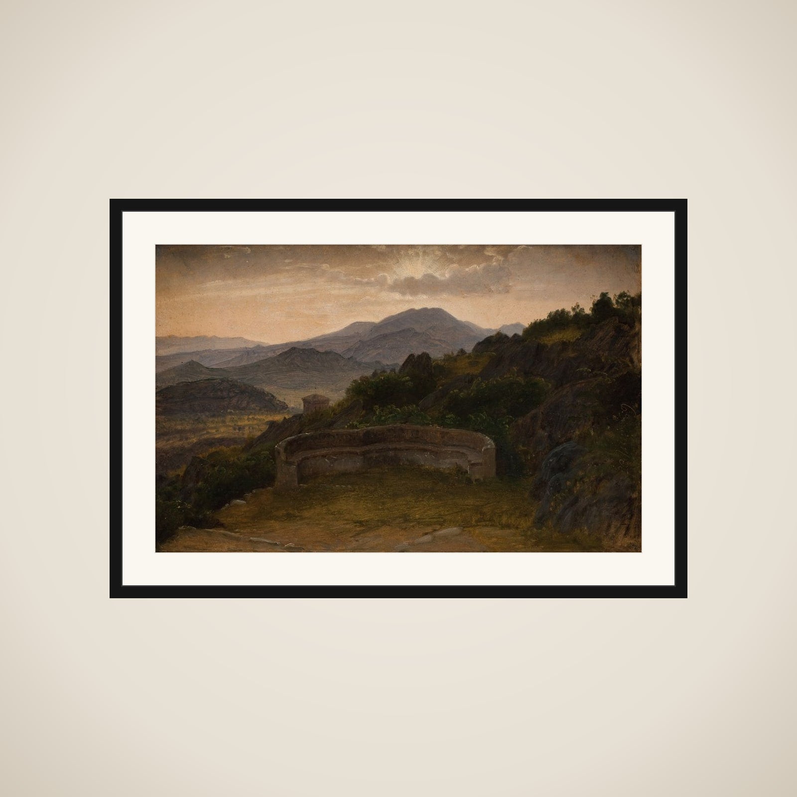 Landskab nær Subiaco. Aftensol framed