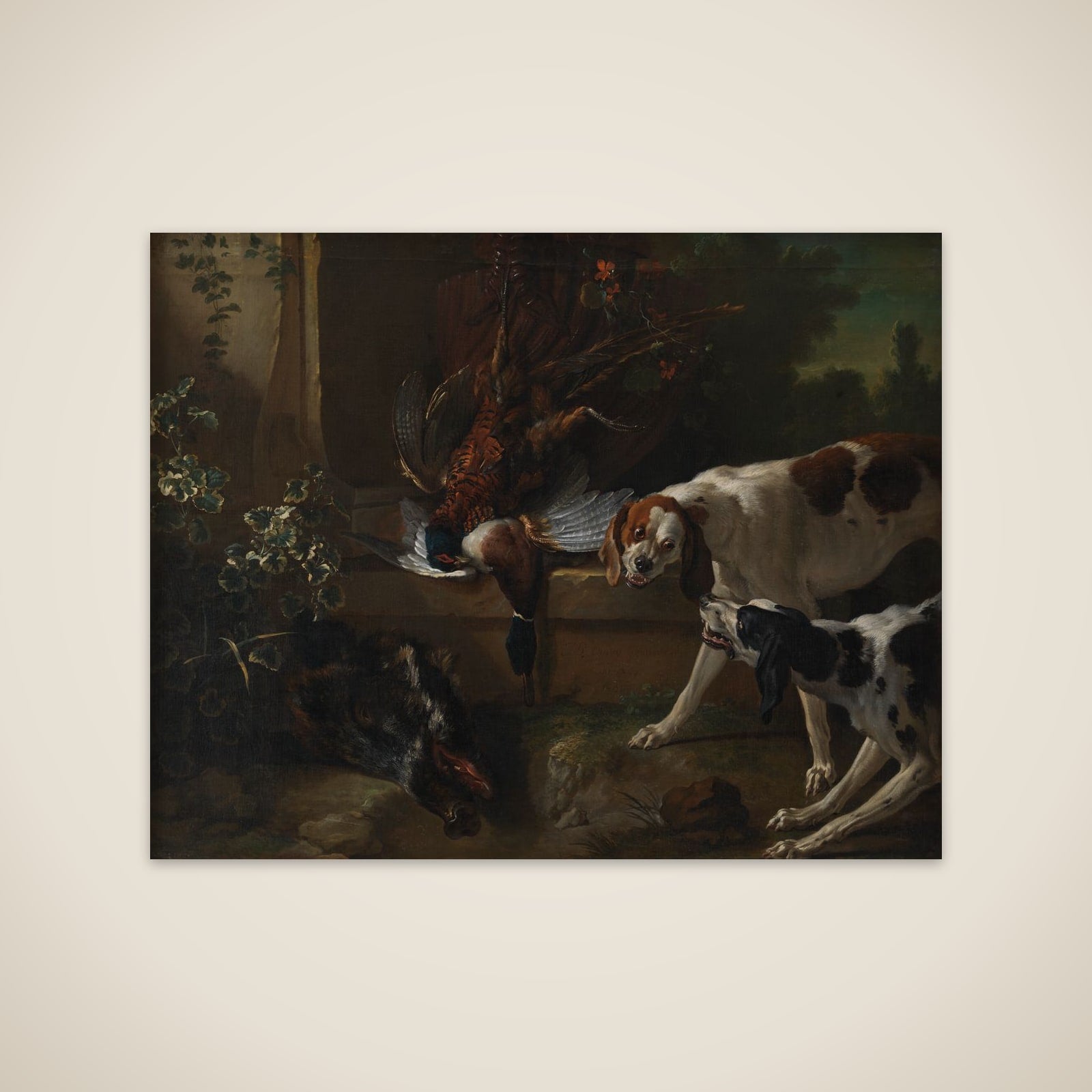 Jagthunde og vildt unframed print
