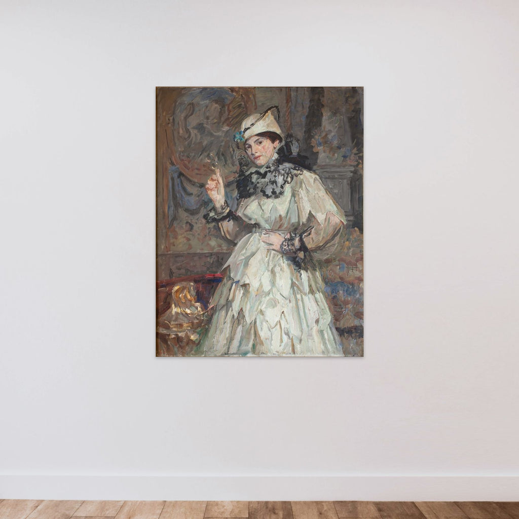 Kunstnerens datter i karnevalsdragt unframed — shown to scale