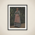 Ung pige i en have framed