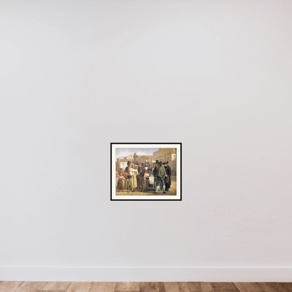 En charlatan sælger blanksværte på Piazza Barberini i Rom framed — shown to scale
