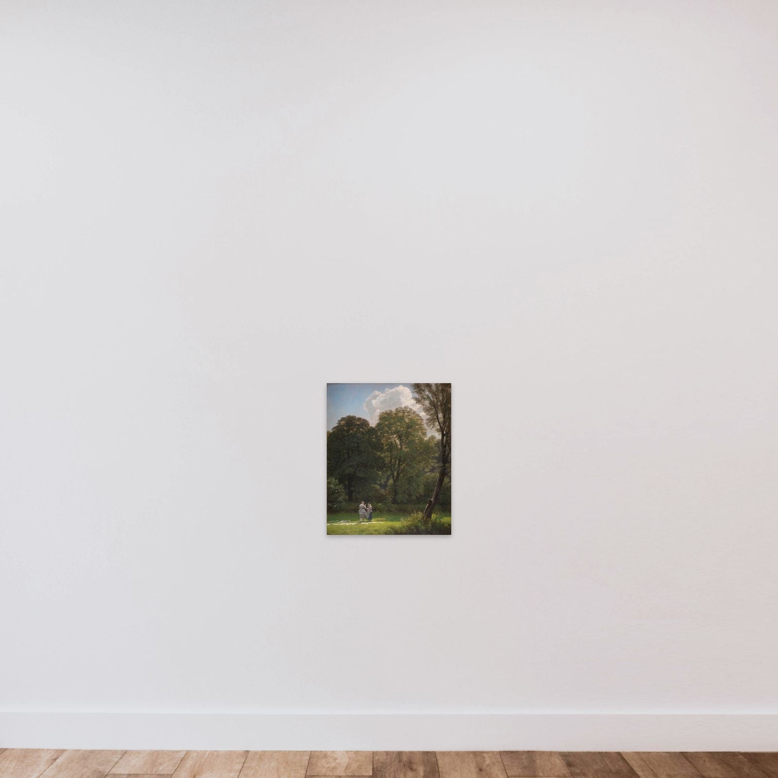 Blegeplads under store træer unframed — shown to scale