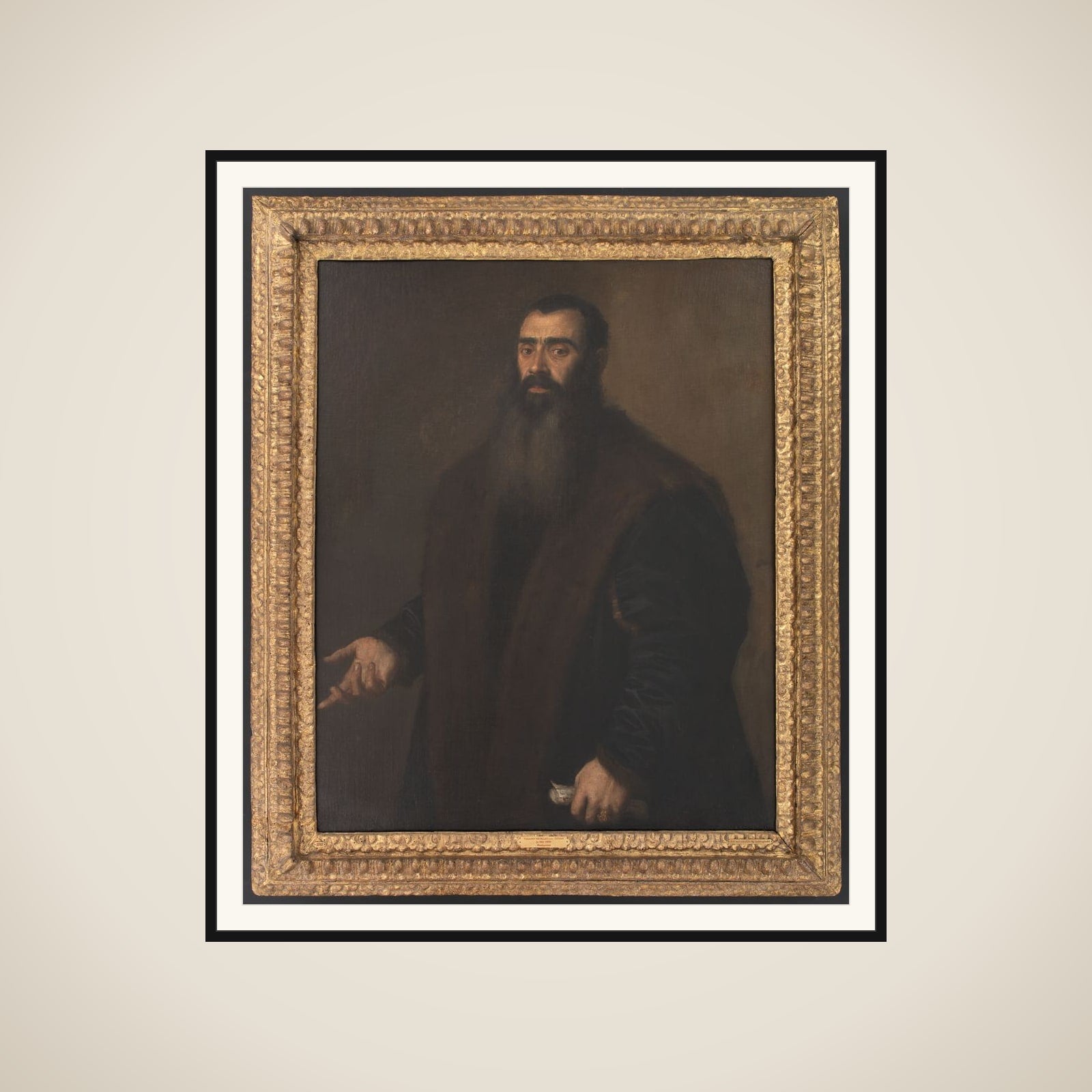 Portræt af købmanden og kunstsamleren Willibald Imhoff den ældre (1519-1580) fra Nürnberg framed
