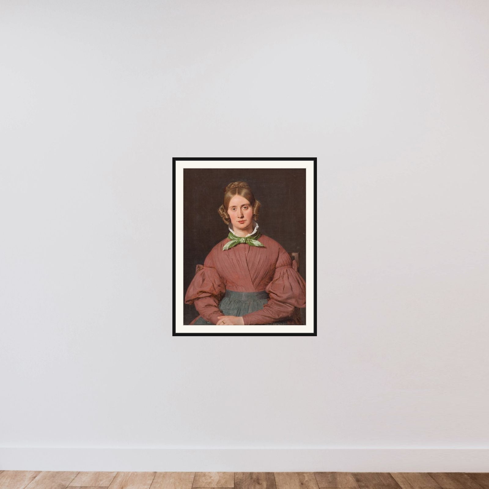Susanne Cecilie Købke, født Købke, kunstnerens hustru framed — shown to scale