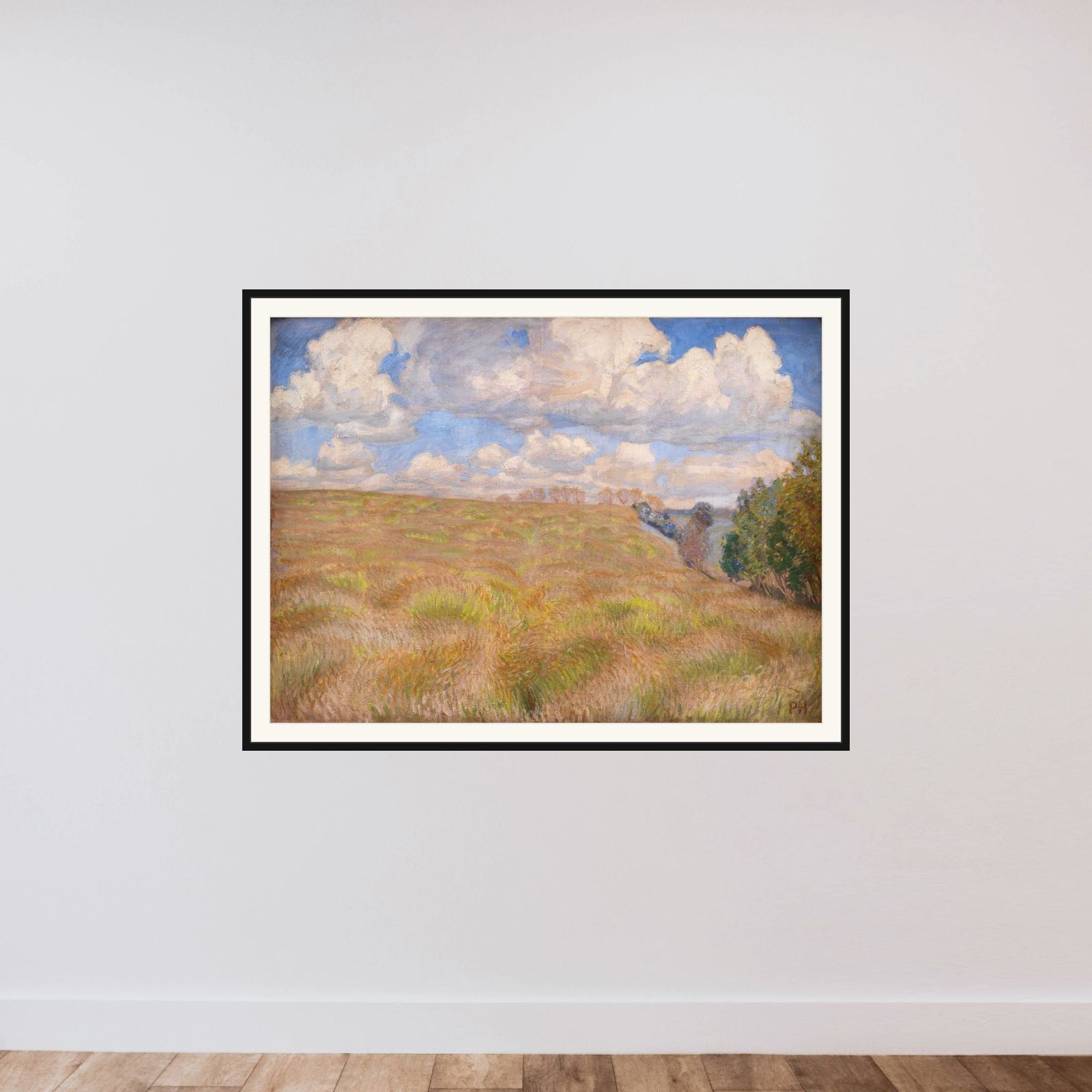 Bølgende rug framed — shown to scale