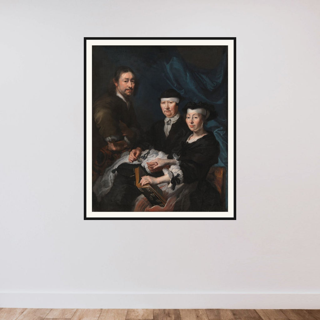 Kunstneren med sin familie framed — shown to scale