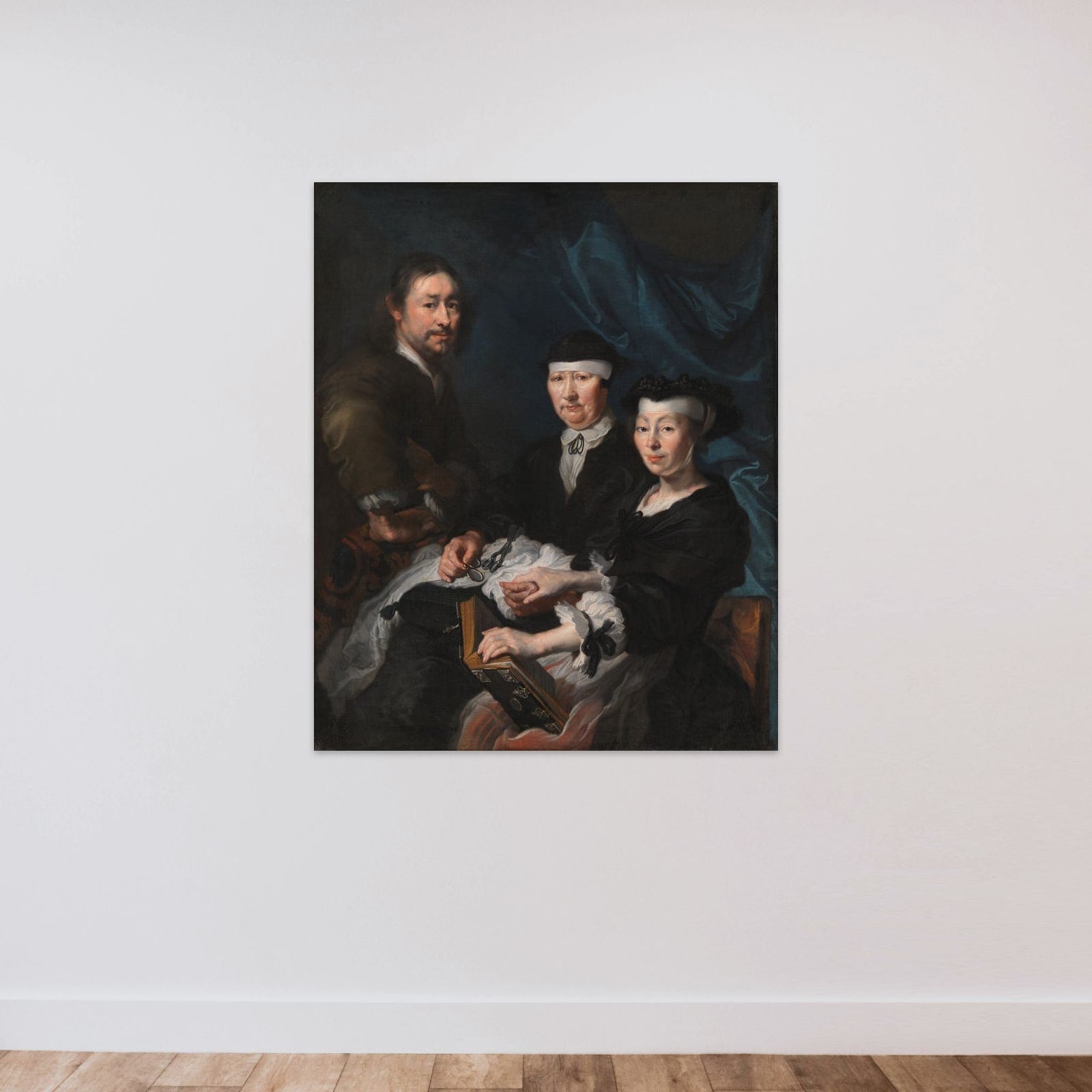 Kunstneren med sin familie unframed — shown to scale