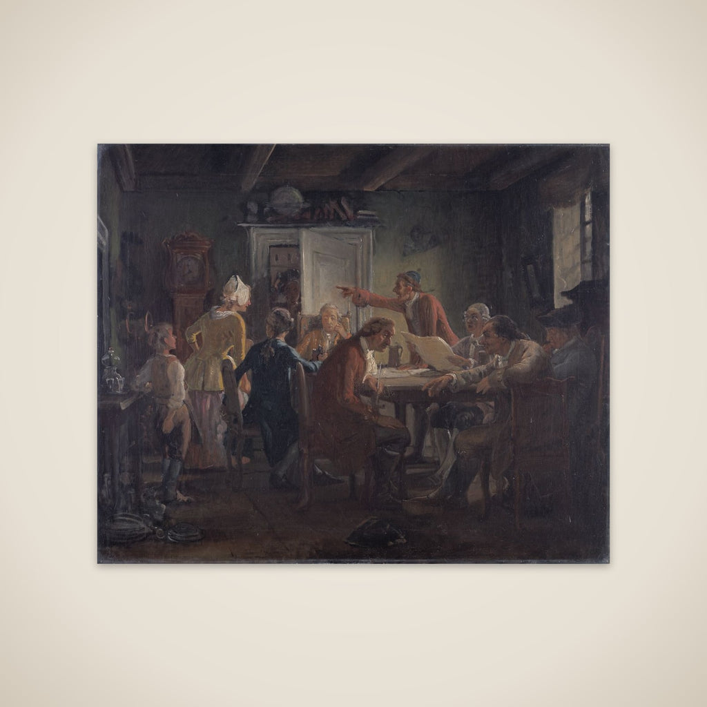 Collegium Politicum. Fra Ludvig Holbergs Den Politiske Kandestøber, 1. Akt, 2.Scene. unframed print