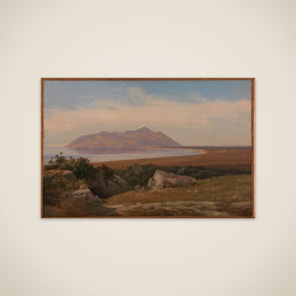 Forbjerget Monte Circeo set fra omegnen af Terracina unframed print