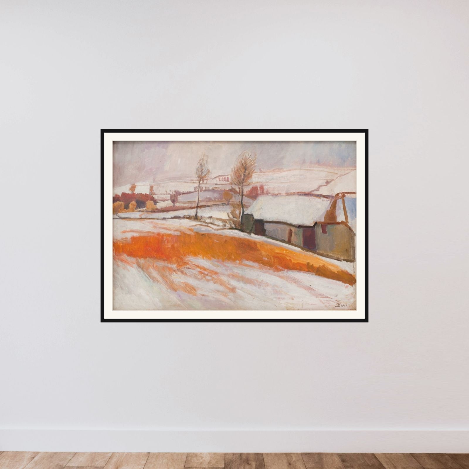 Over Kærby Bakke. Vinter framed — shown to scale