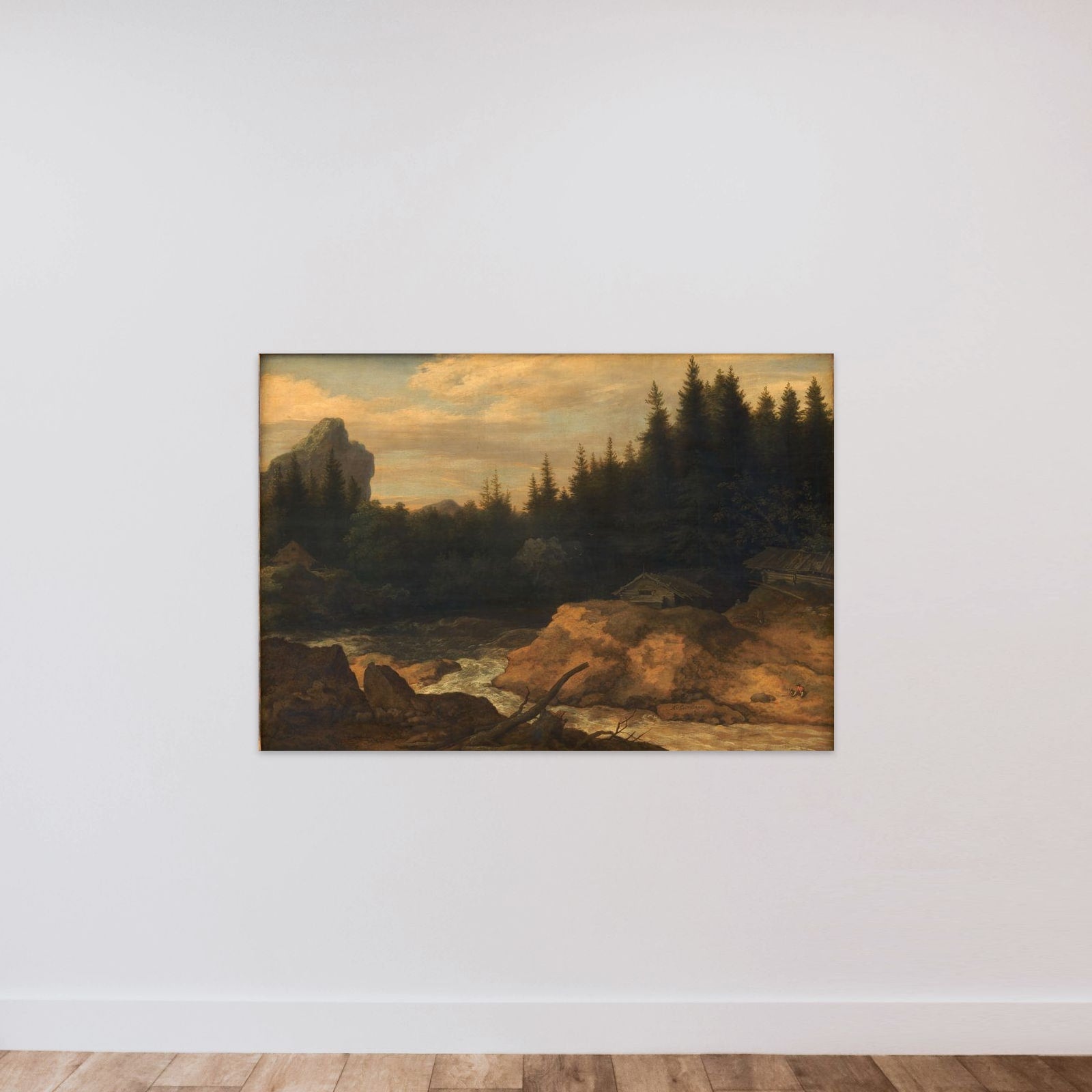 Elven i granskoven unframed — shown to scale