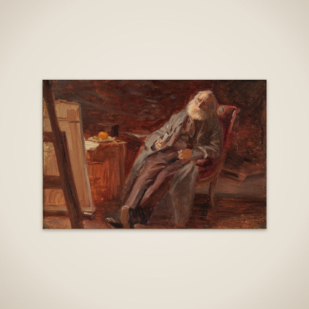 Maleren Vilhelm Kyhn rygende pibe unframed print