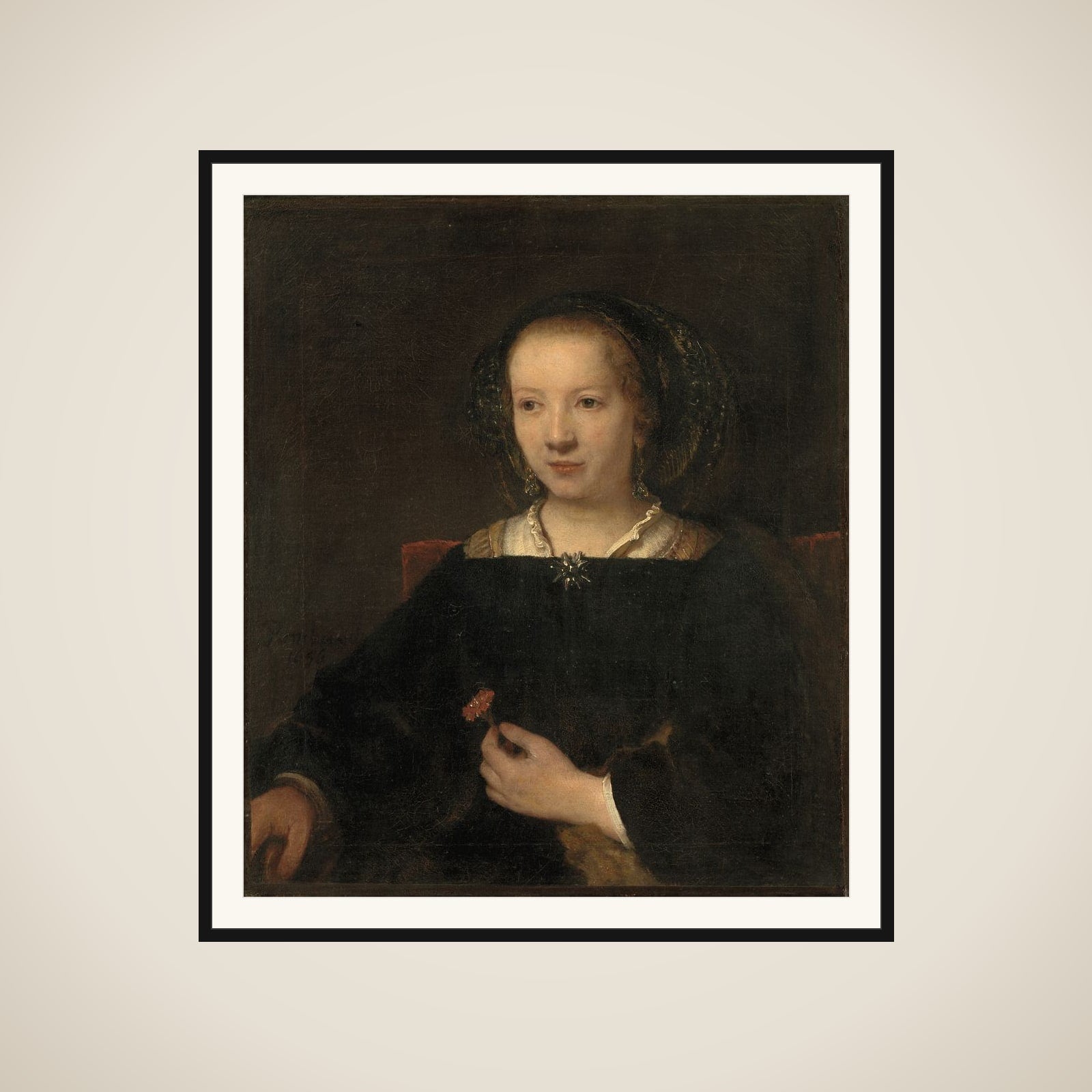 Kvinde med nellike framed