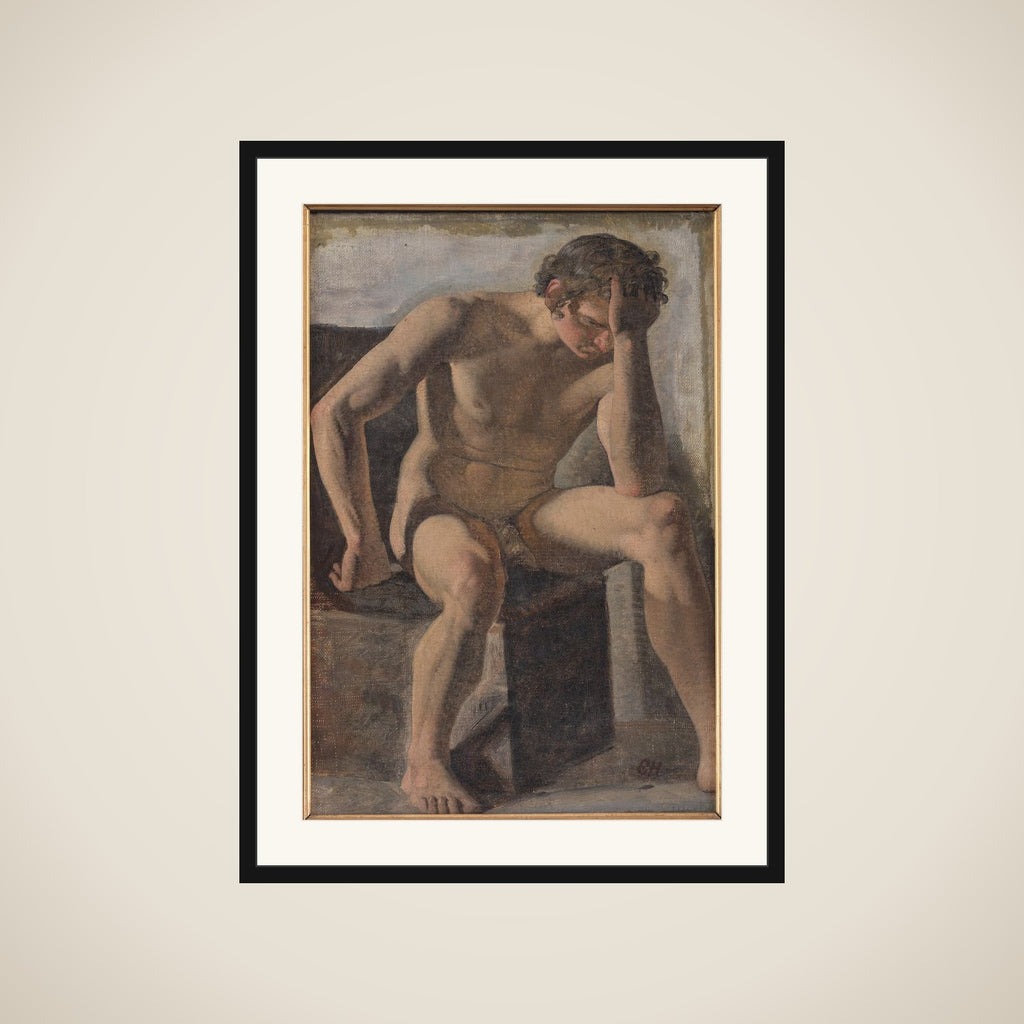 Siddende mandlig model framed