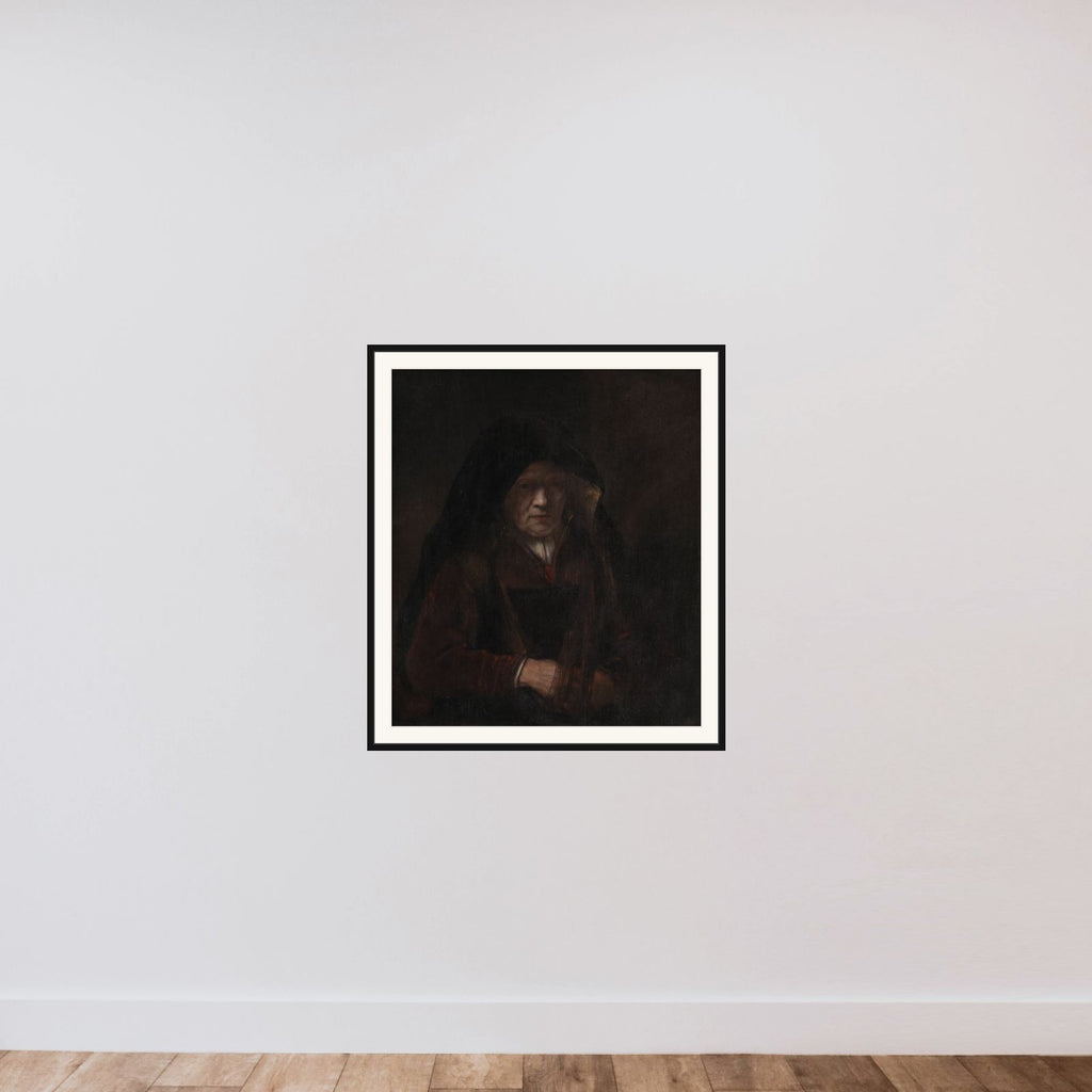 En gammel kone framed — shown to scale