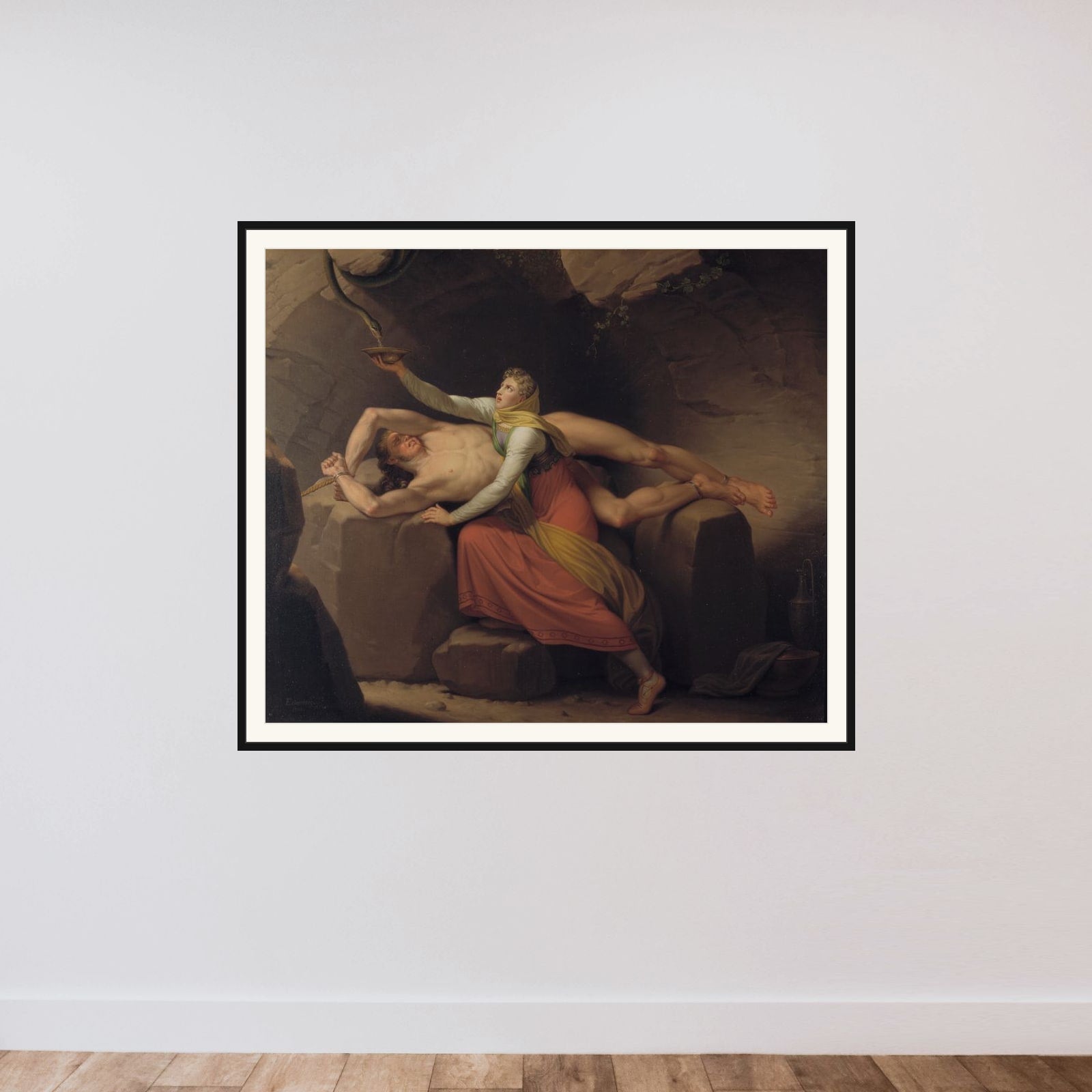 Loke og Sigyn framed — shown to scale