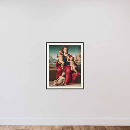 Caritas framed — shown to scale