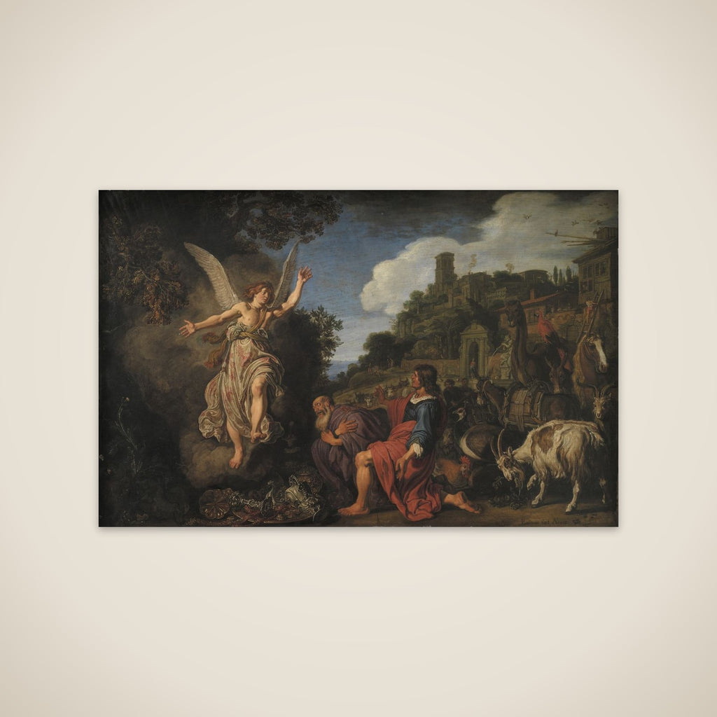 Englen Rafael tager afsked med den gamle Tobit og hans søn Tobias unframed print