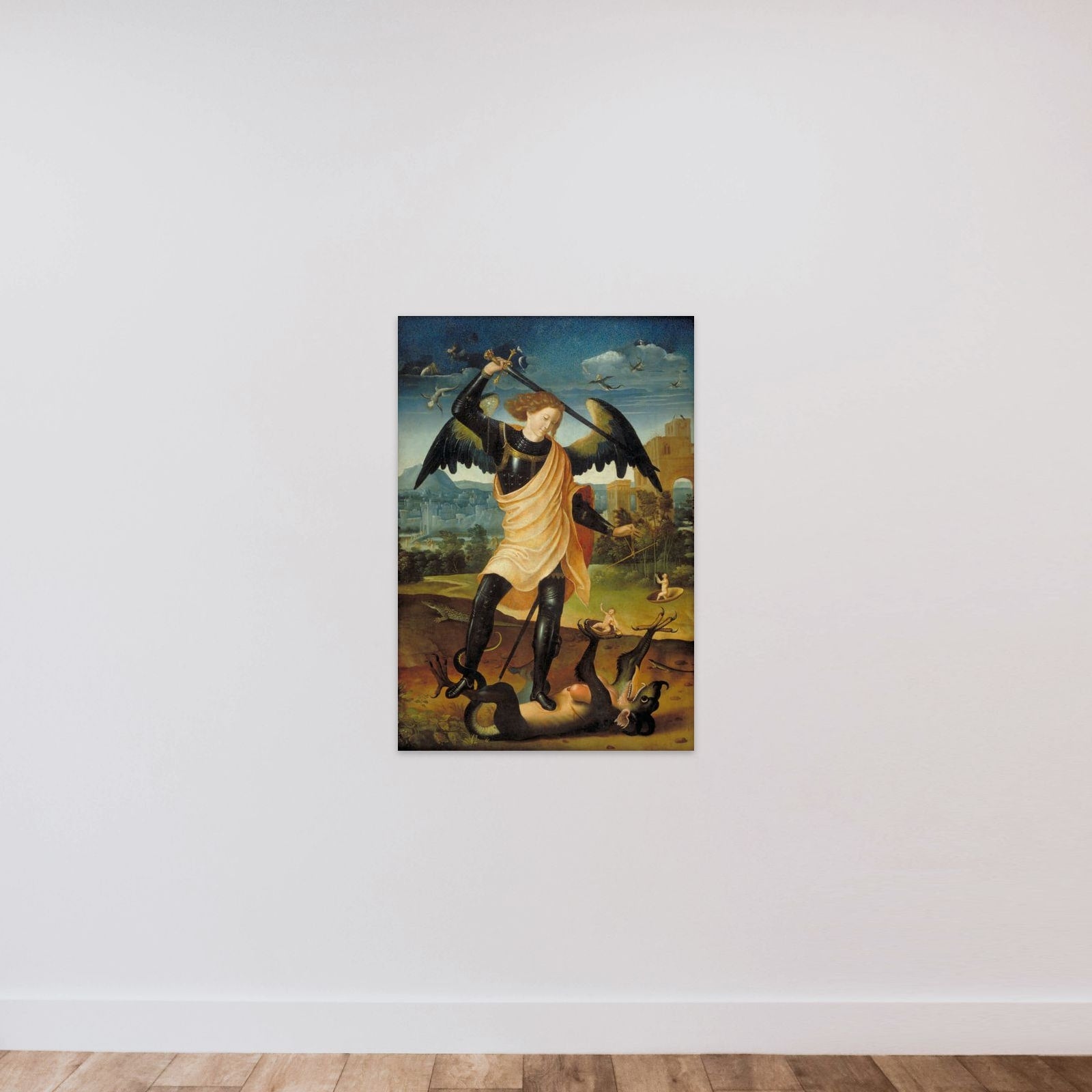 Skt. Michael med dragen unframed — shown to scale