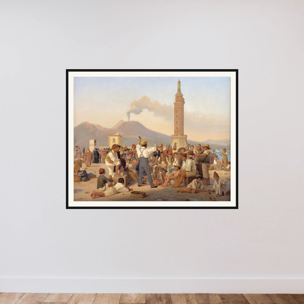 Scene på Molo'en ved Napoli framed — shown to scale