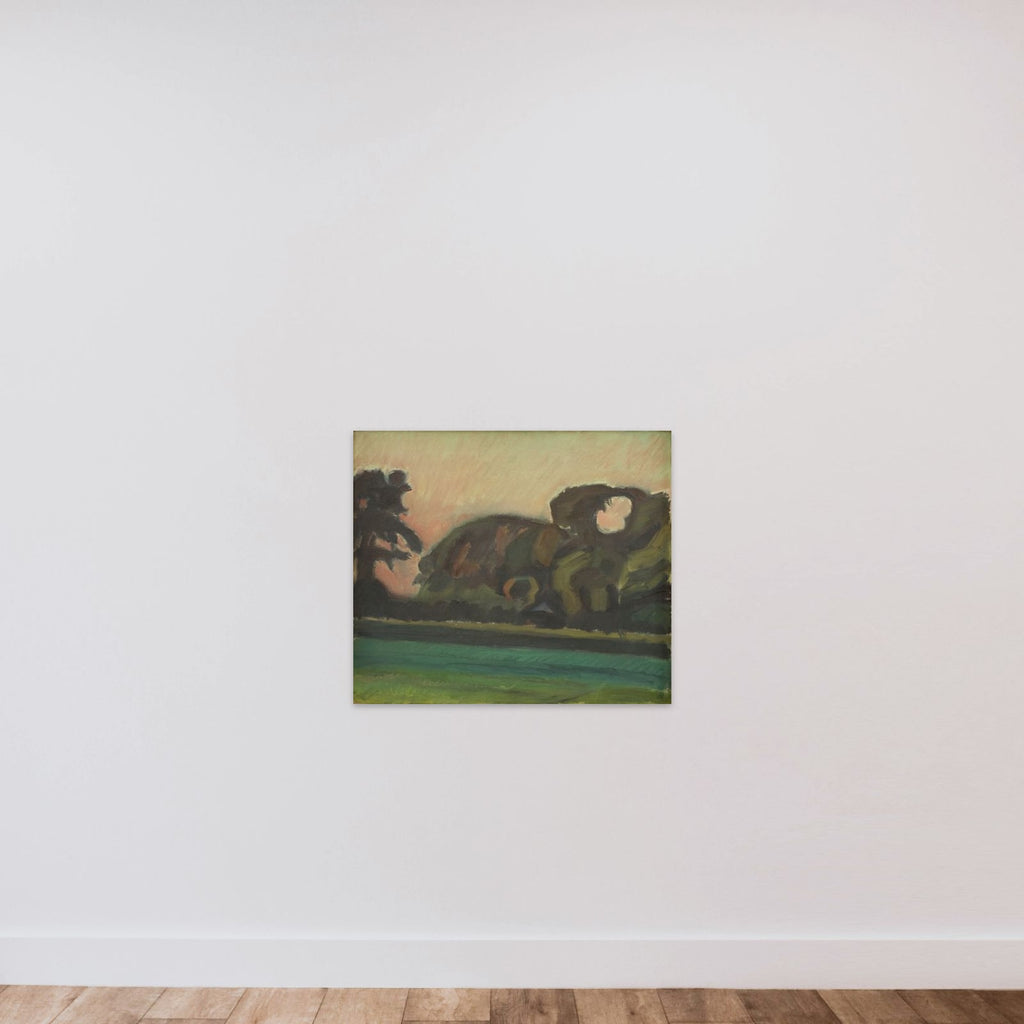 Landskab efter solnedgang unframed — shown to scale