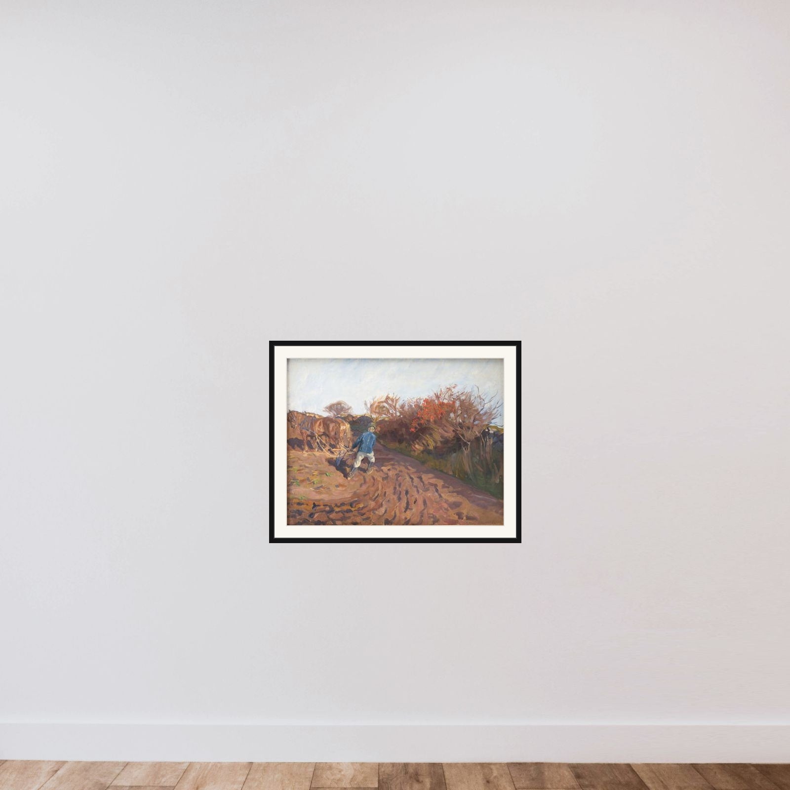 Pløjemanden vender framed — shown to scale