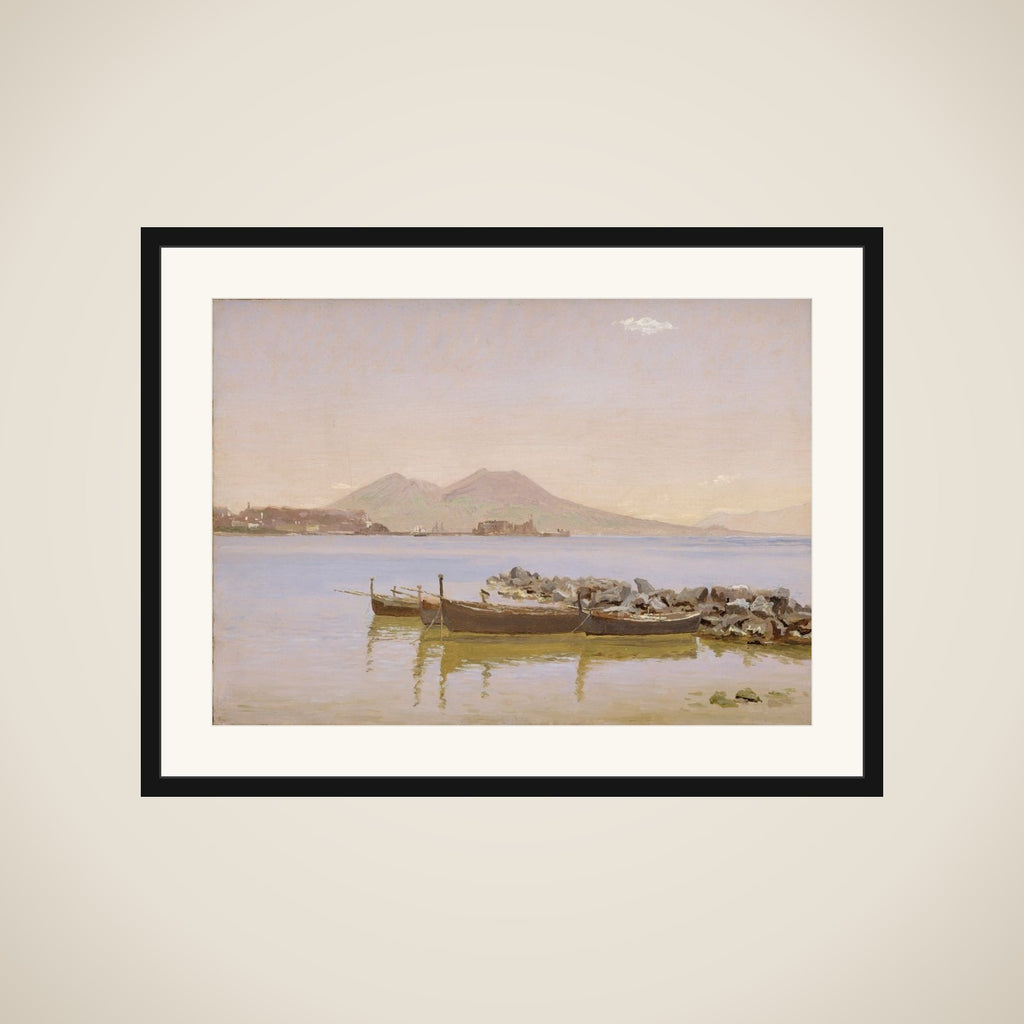 Parti af bugten ved Napoli med Vesuv i baggrunden framed