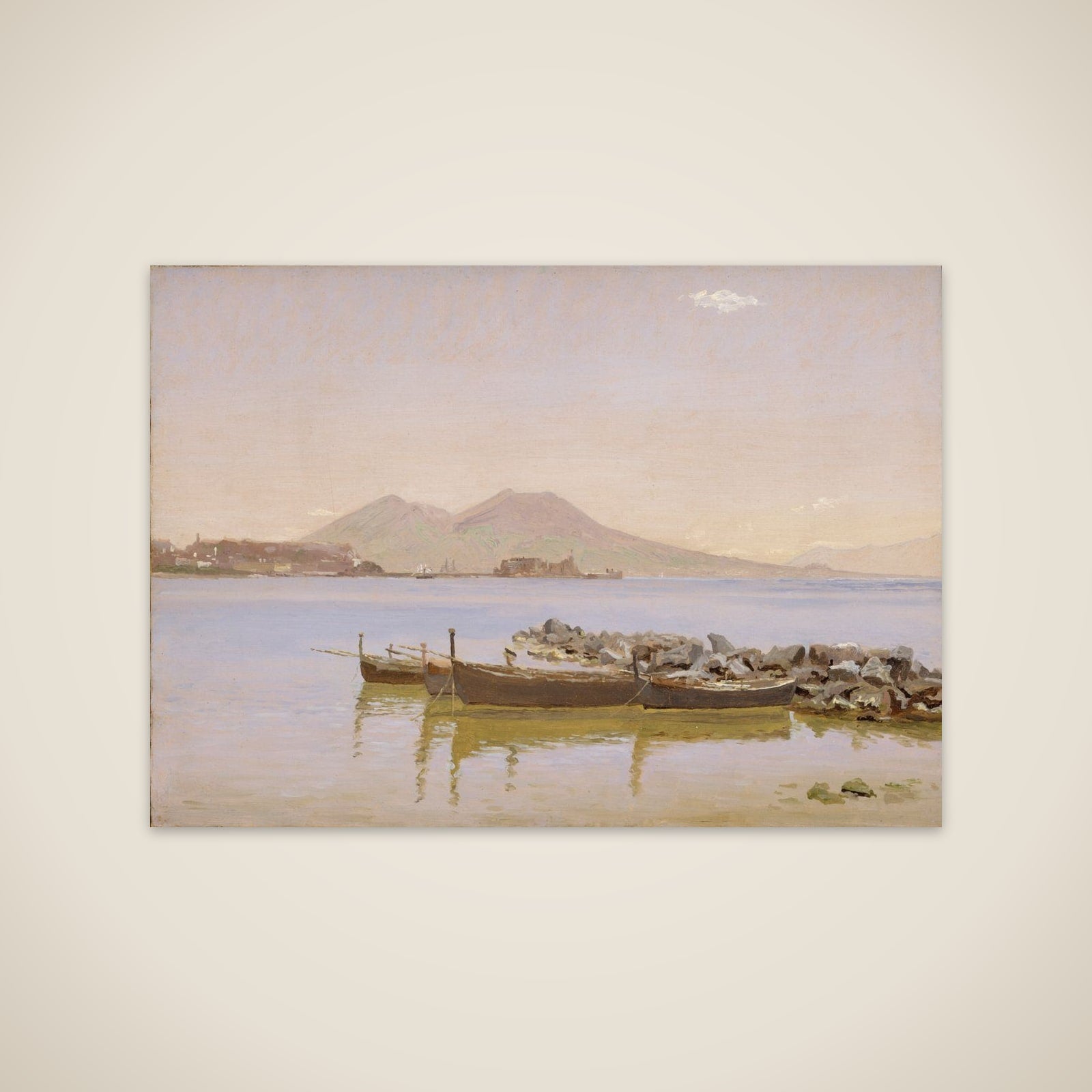 Parti af bugten ved Napoli med Vesuv i baggrunden unframed print