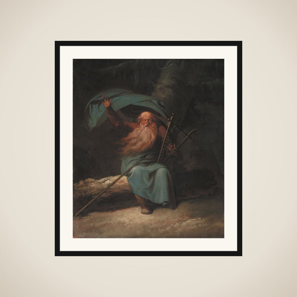 Ossian. Den gamle blinde skotske barde synger til harpen sin svanesang framed