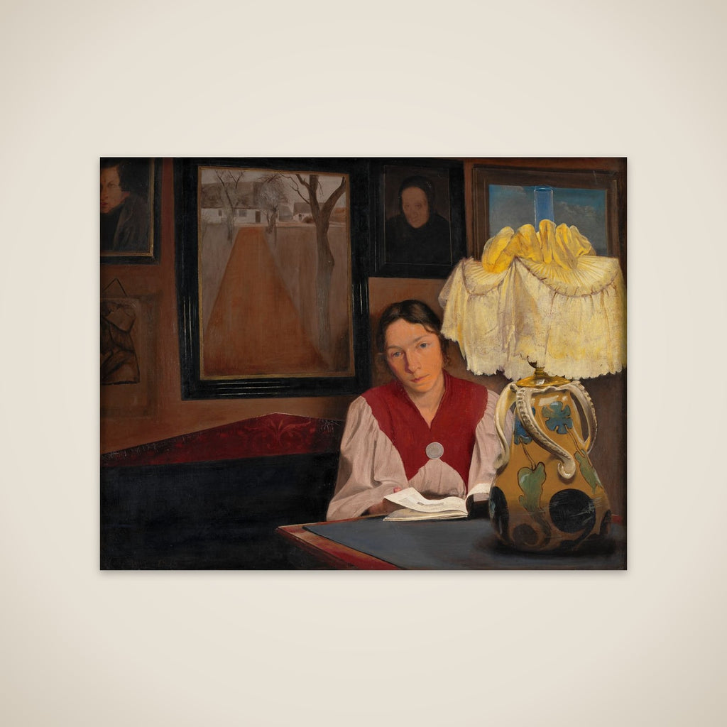 Lampelys. Interiør med kunstnerens hustru unframed print