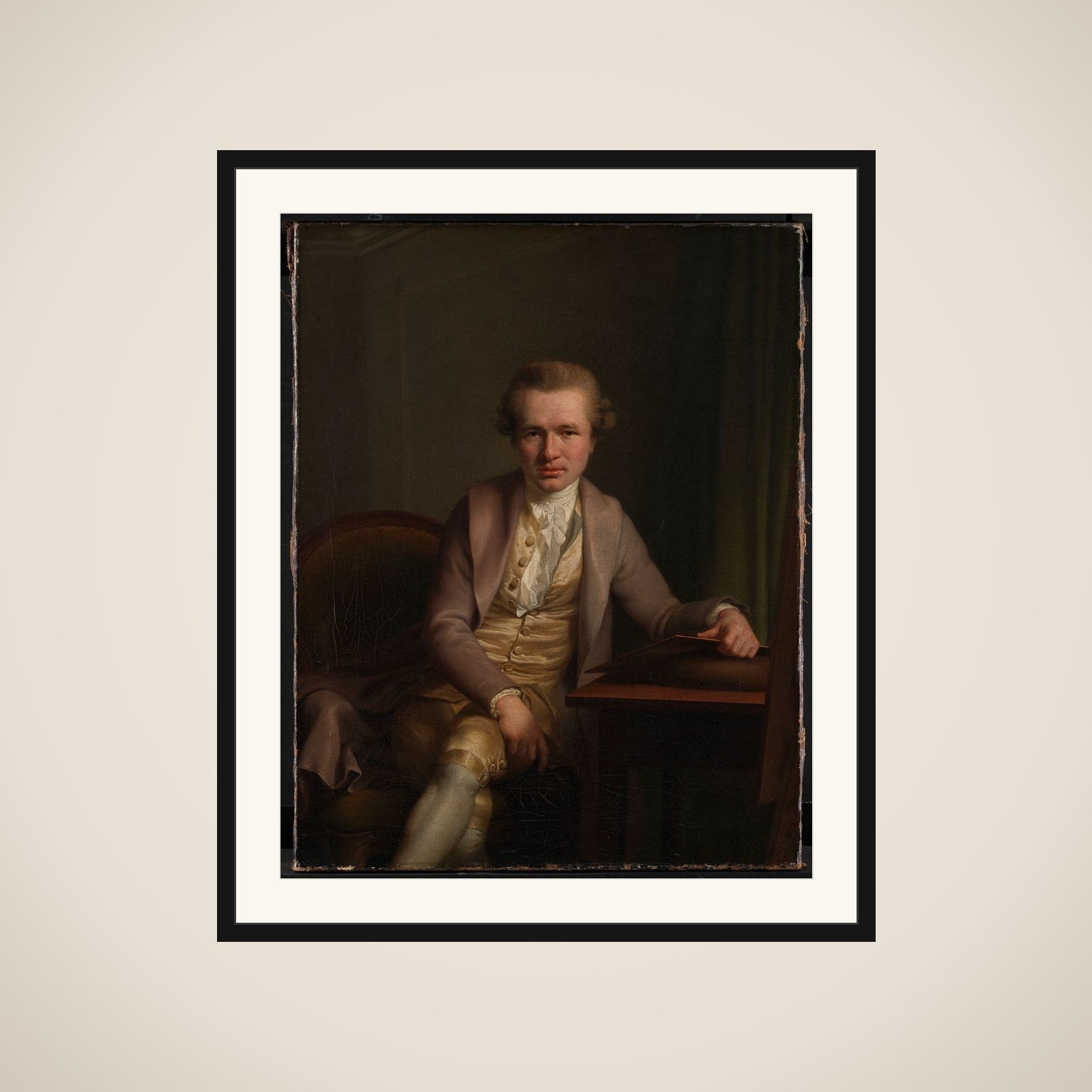 Kobberstikkeren J.F. Clemens ved sit arbejdsbord framed
