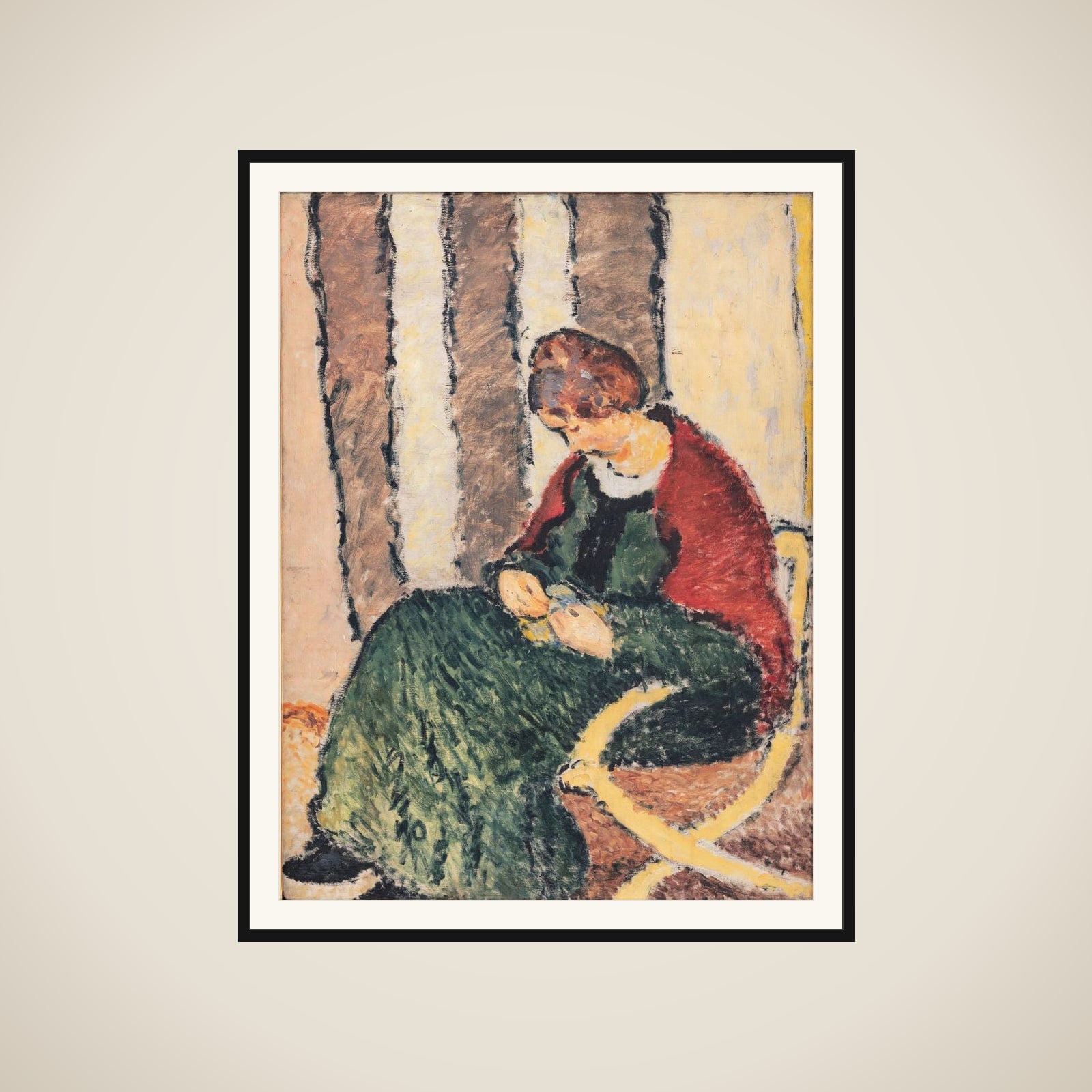Dame med rødt shawl. Anna Giersing, kunstnerens søster framed