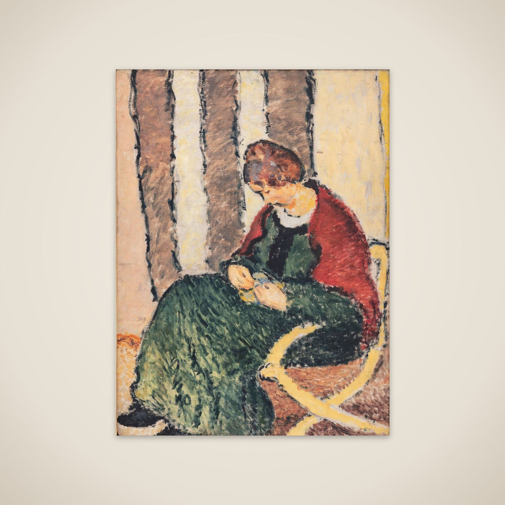Dame med rødt shawl. Anna Giersing, kunstnerens søster unframed print