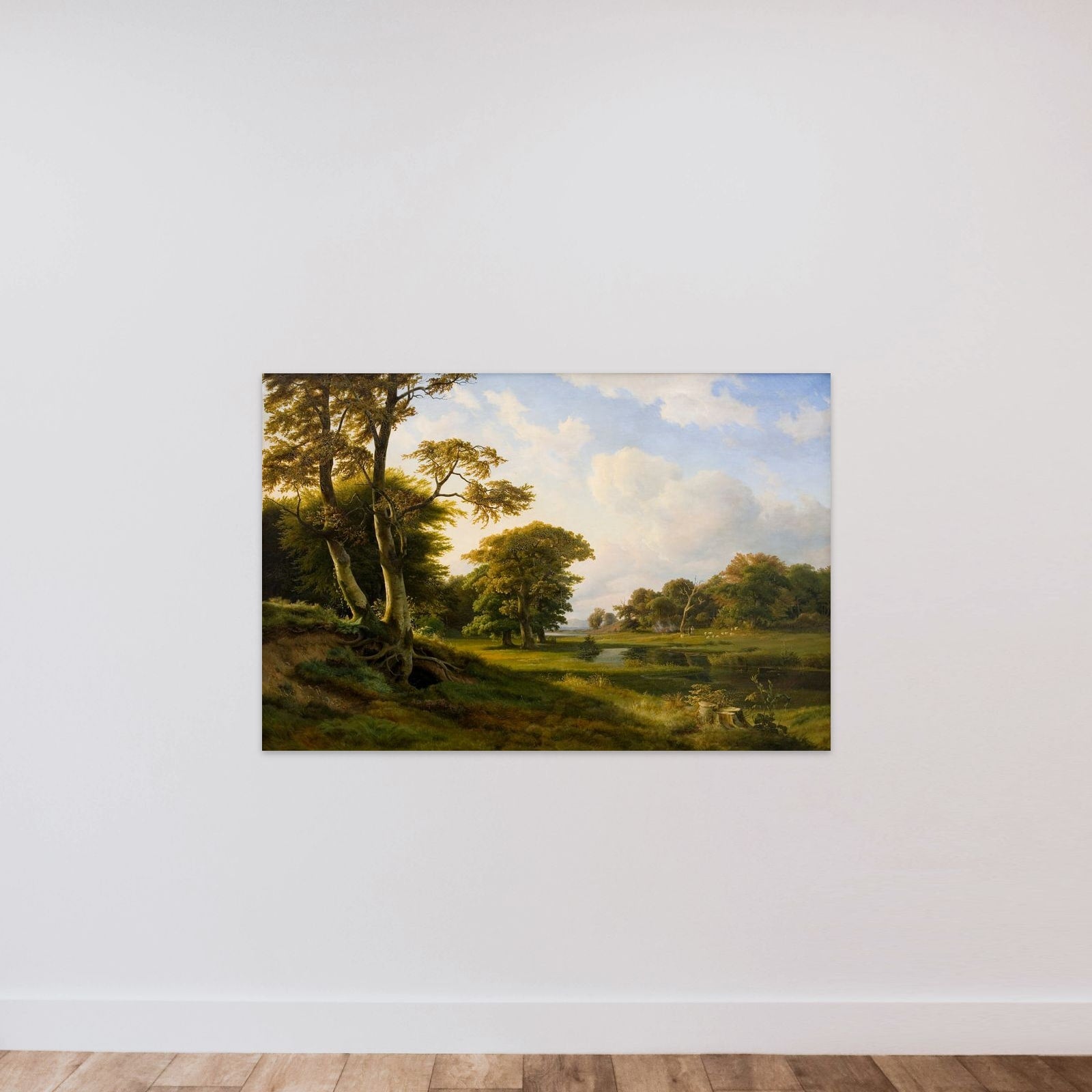 Skovlandskab ved Hellebæk. Efterår unframed — shown to scale
