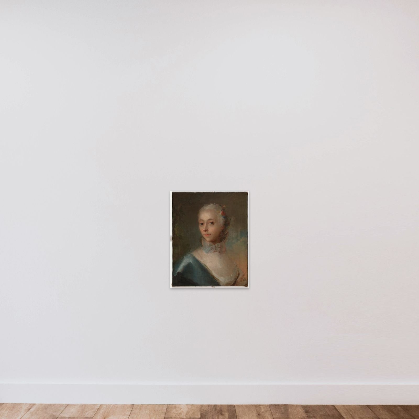 Dameportræt unframed — shown to scale