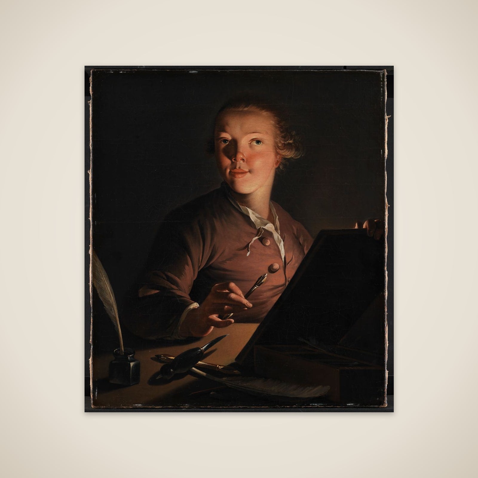 Selvportræt ved kunstigt lys unframed print