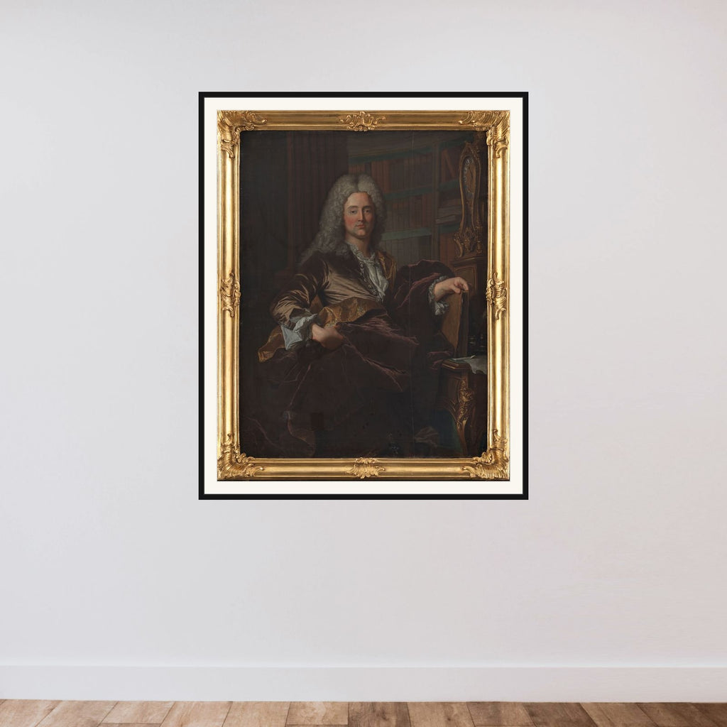 Portræt af landsdommer Peder Benzon Mylius framed — shown to scale