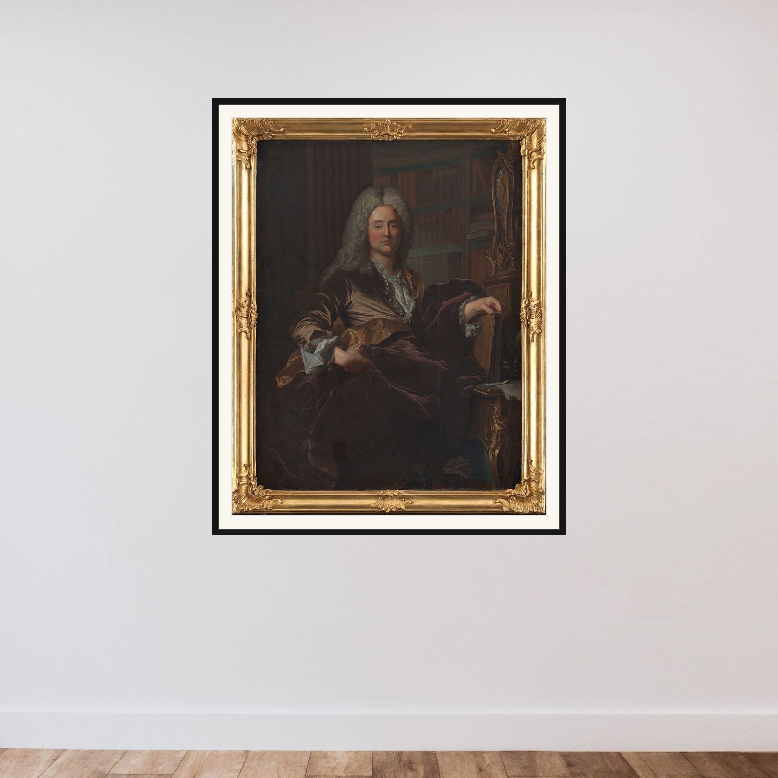 Portræt af landsdommer Peder Benzon Mylius framed — shown to scale