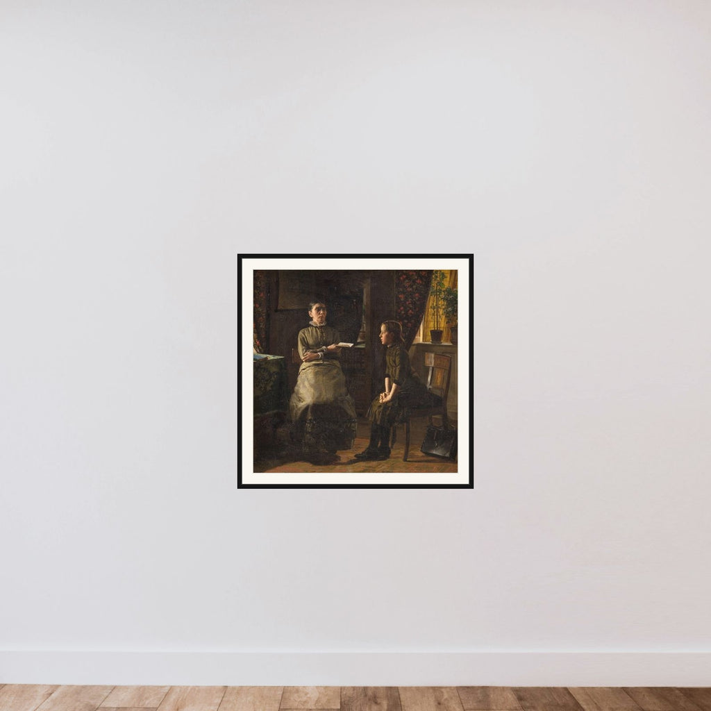 Lærerinde og elev framed — shown to scale
