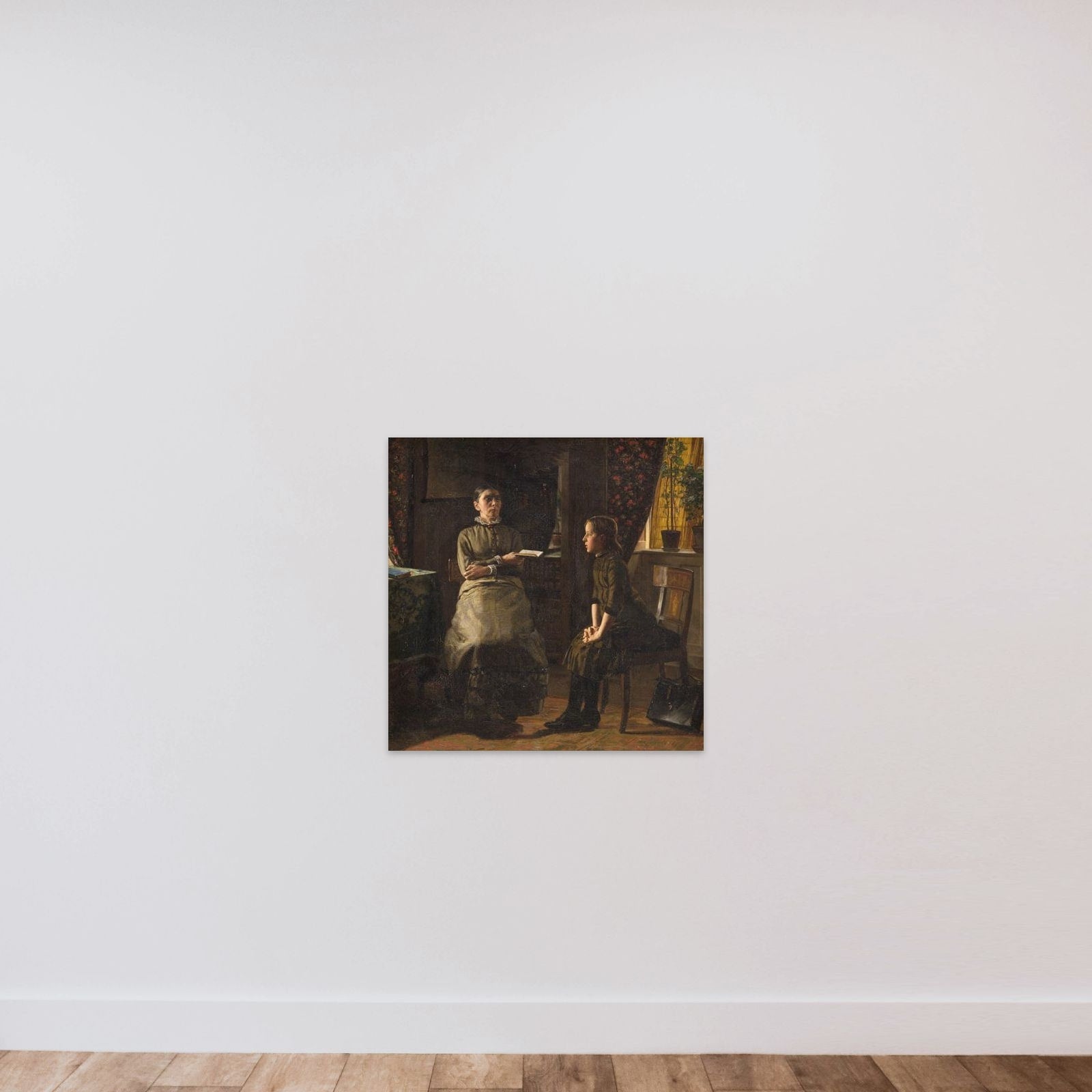 Lærerinde og elev unframed — shown to scale