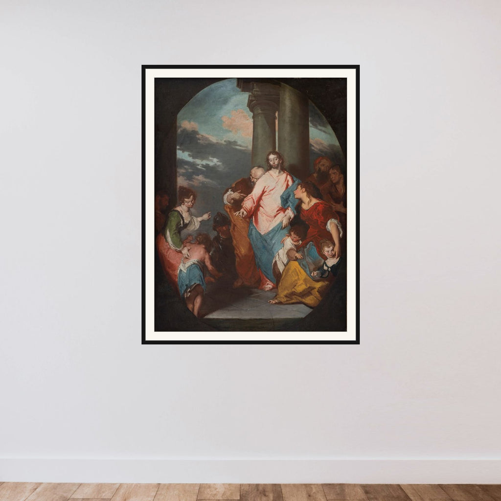 Kristus lader de små børn komme til sig framed — shown to scale