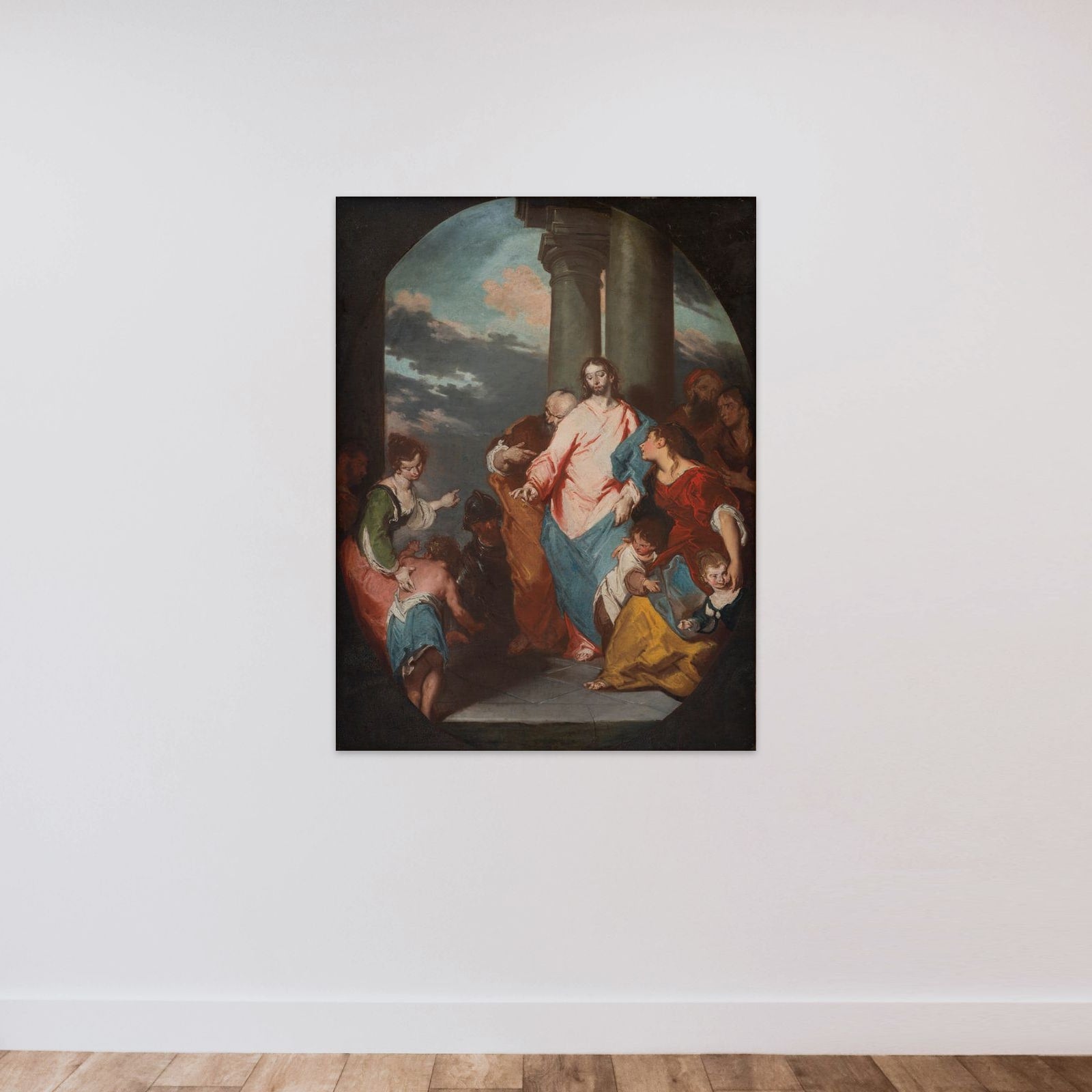 Kristus lader de små børn komme til sig unframed — shown to scale
