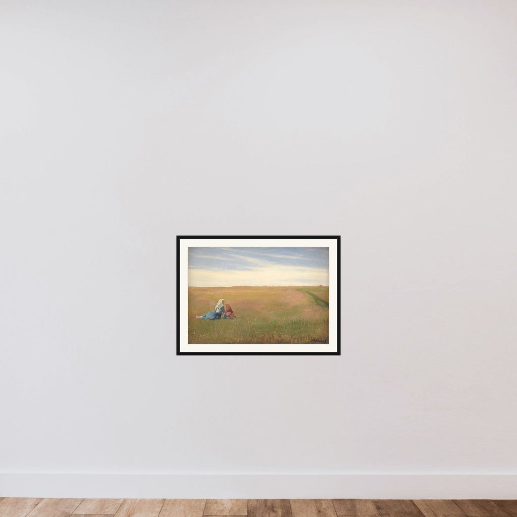 To piger på en mark. Sommerdag framed — shown to scale