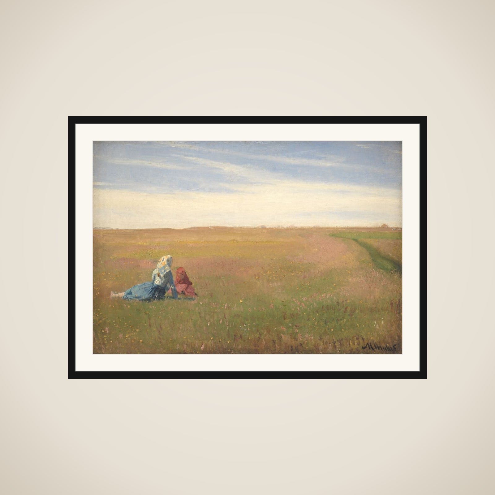 To piger på en mark. Sommerdag framed