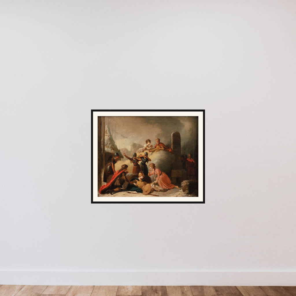 Slutningsscenen af Johannes Ewalds "Balders Død" framed — shown to scale